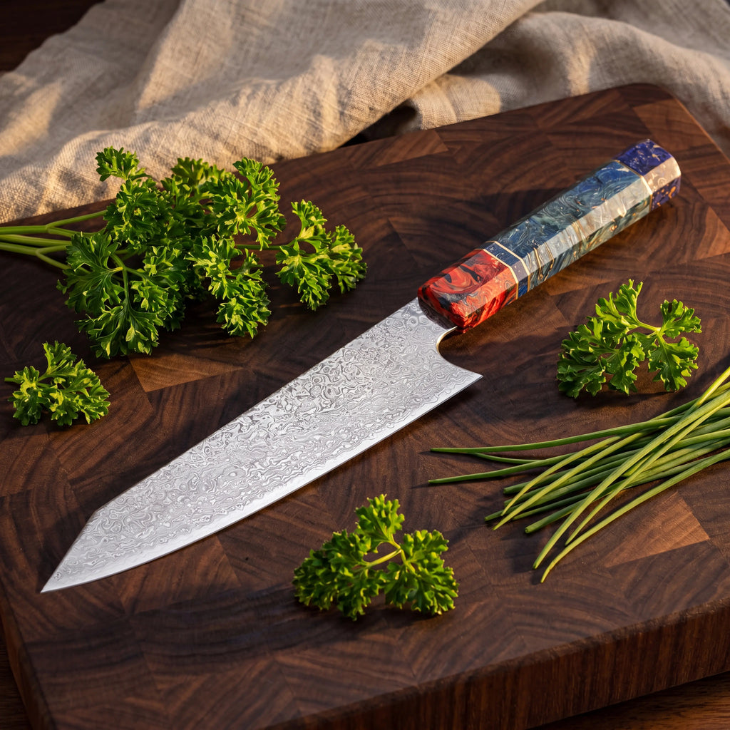 Kiritsuke Knife — Coloured Ebony Handle