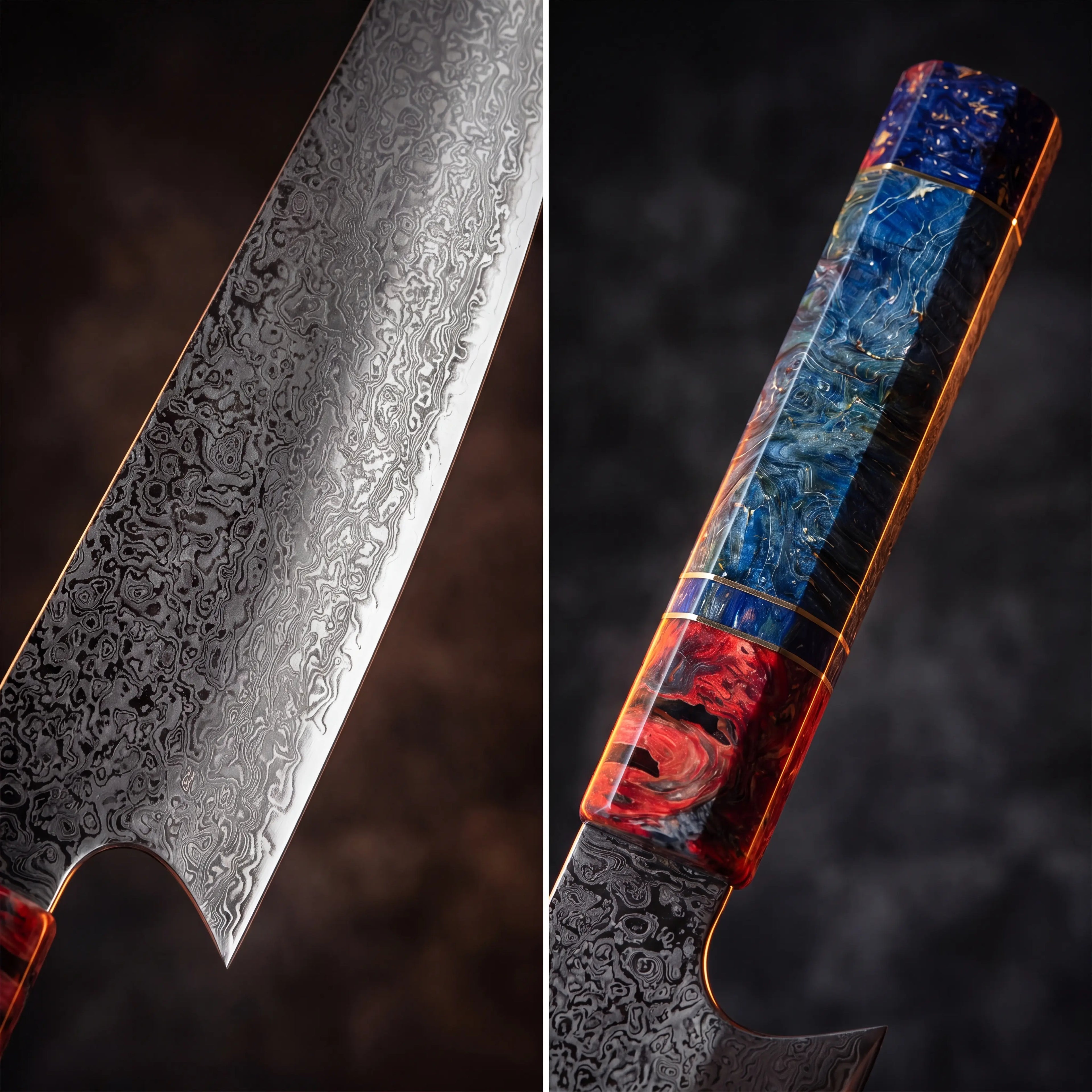 Kiritsuke Knife — Coloured Ebony Handle