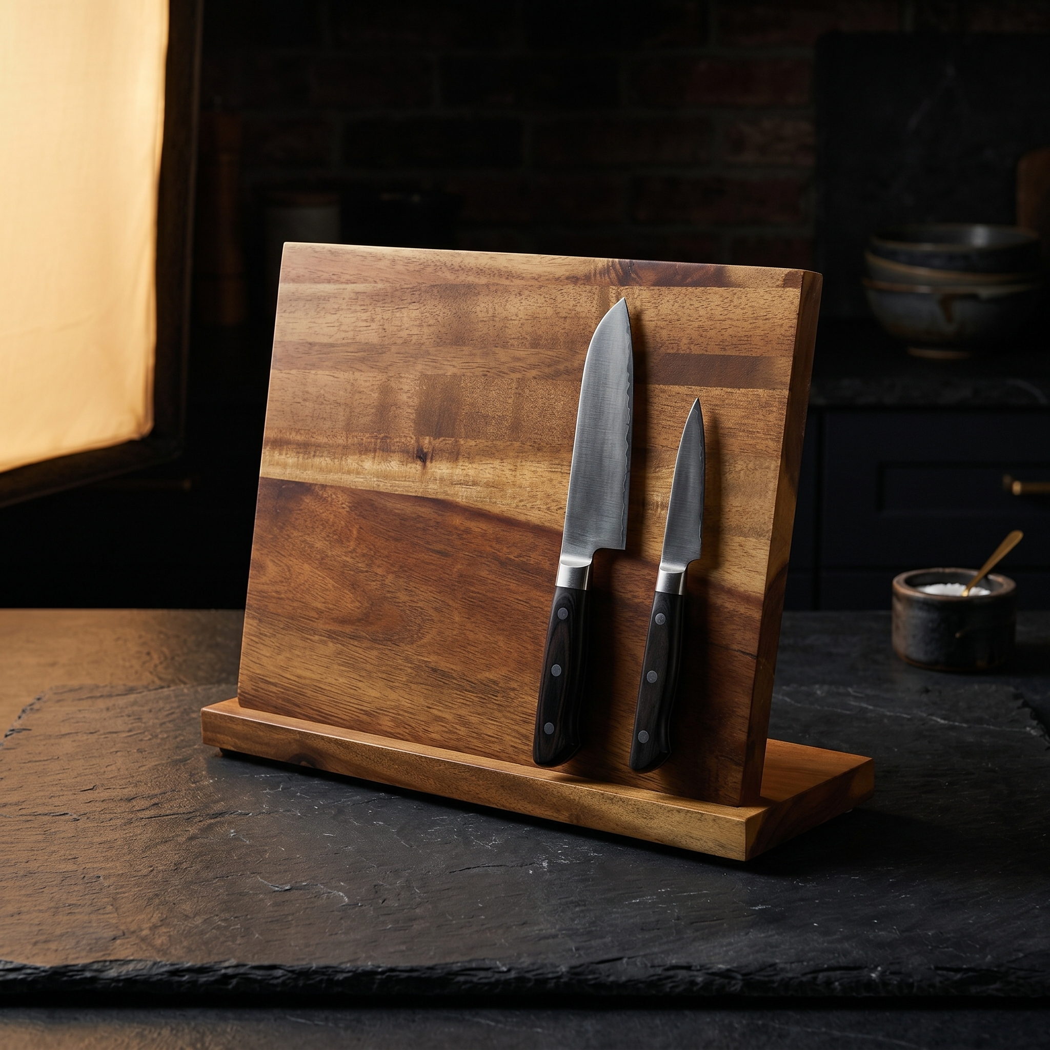 Magnetic Knife Block — Acacia Wood