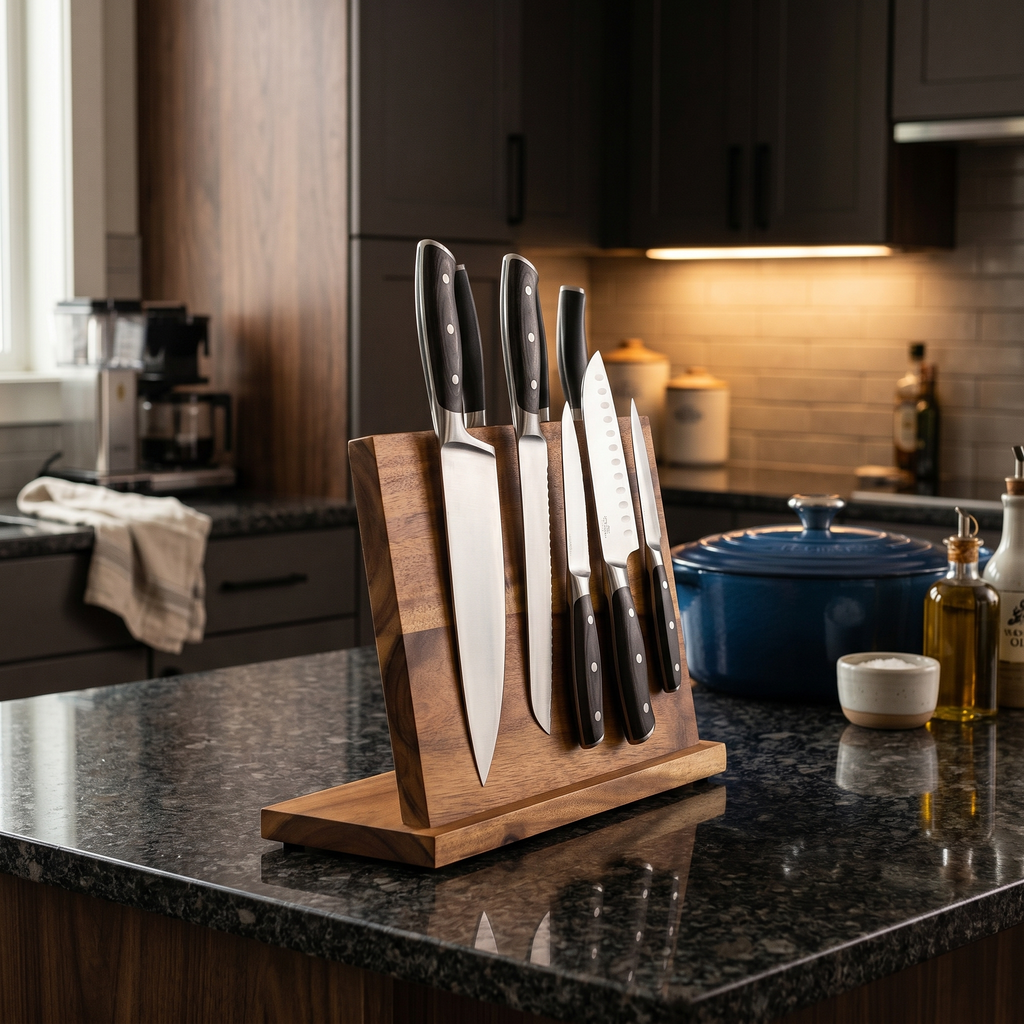 Magnetic Knife Block — Acacia Wood